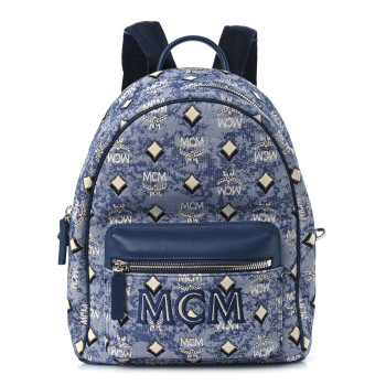 MCM Jacquard Monogram Small Backpack Blue