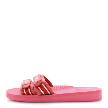 CHANEL Fabric Rubber Coco Slides 38 Red