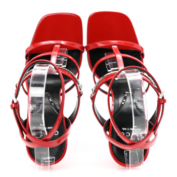 GUCCI Nappa Regent Strappy Horsebit Sandals 38 Maple Red