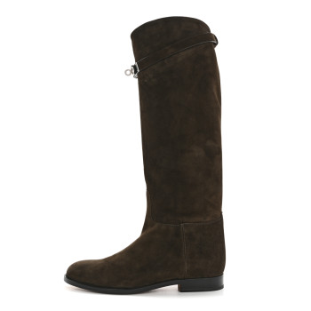HERMES Suede Kelly Jumping Boots 39 Ecorce