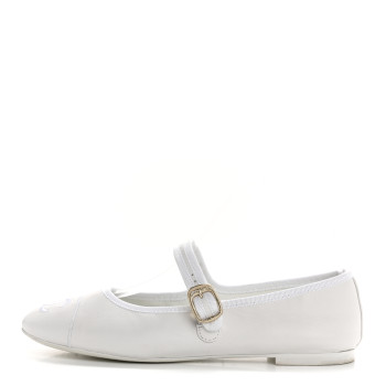 CHANEL Lambskin Mary Jane Flats 39 White