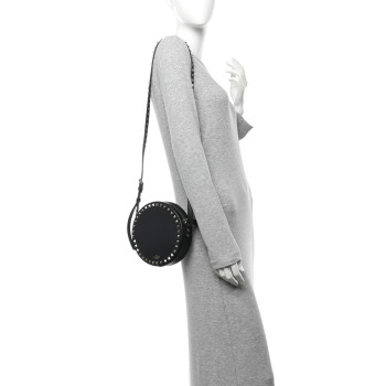 VALENTINO GARAVANI Calfskin Rockstud Round Crossbody Bag Black