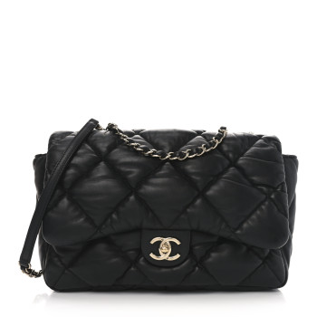 CHANEL Calfskin Quilted Large Bubbly Flap Black