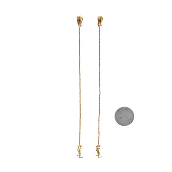 SAINT LAURENT Metal Opyum Clip On Drop Earrings Gold