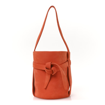 THE ROW Nubuck Mini Leo Bucket Bag Orange
