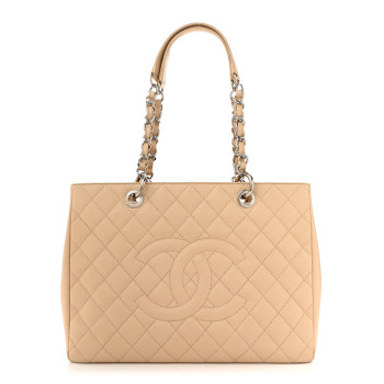 CHANEL Caviar Quilted Grand Shopping Tote GST Beige