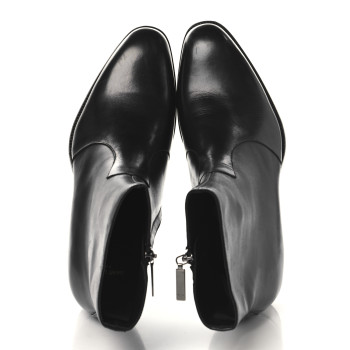 SAINT LAURENT Calfskin Mens Wyatt 40 Zip Boots 42 Black