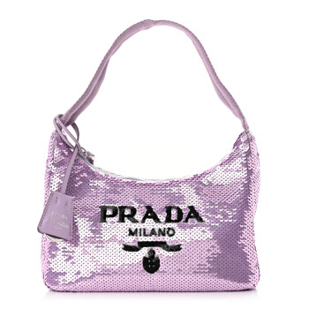 PRADA Paillettes Sequin Mini Re-Edition 2000 Bag Lilium Black