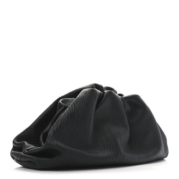 BOTTEGA VENETA Bark Calfskin Embossed The Pouch Oversized Clutch Black