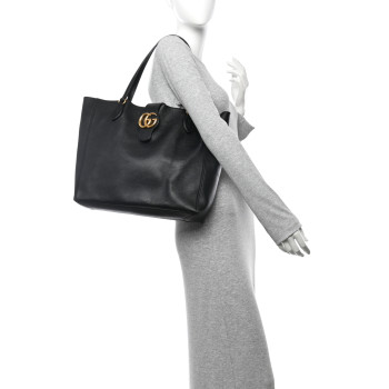 GUCCI New Sakai Calfskin Lux Medium Dahlia Tote Black