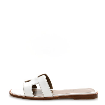 HERMES Box Calfskin Oran Sandals 35 White
