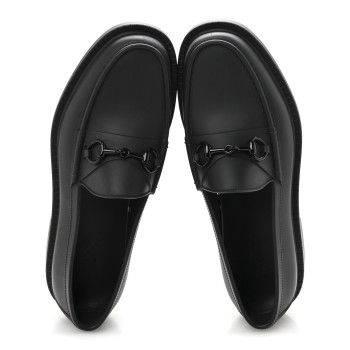 GUCCI Rubber Enamel Horsebit Mens Loafers 9 Black