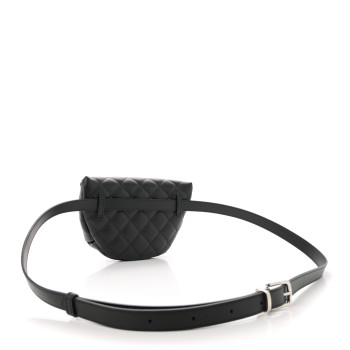 CHANEL Lambskin Quilted Waist Belt Bag Black