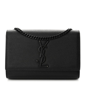 SAINT LAURENT Grain De Poudre Small Monogram Monochrome Kate Satchel Black