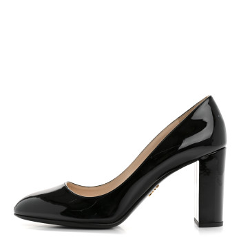 PRADA Vernice Block Heel 55mm Pumps 37.5 Black