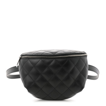 CHANEL Lambskin Quilted Waist Belt Bag Black