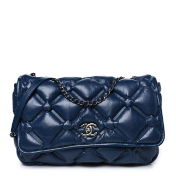 CHANEL Calfskin Quilted Large Chesterfield Flap Navy