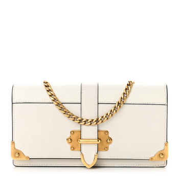 PRADA City Calfskin Cahier Clutch With Chain White