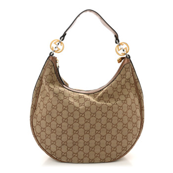 GUCCI Monogram Medium GG Twins Hobo Bronze