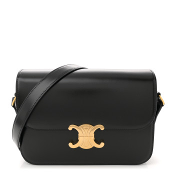 CELINE Shiny Calfskin Medium Triomphe Black