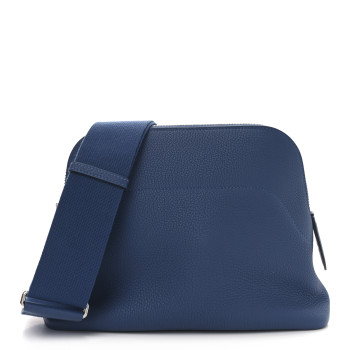 HERMES Togo Bolide Messenger Blue Tie