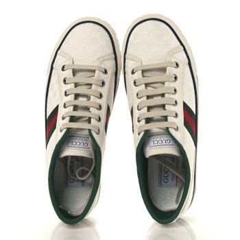 GUCCI Jacquard Mini GG Monogram Web Womens 1977 Tennis Sneakers 40.5 White
