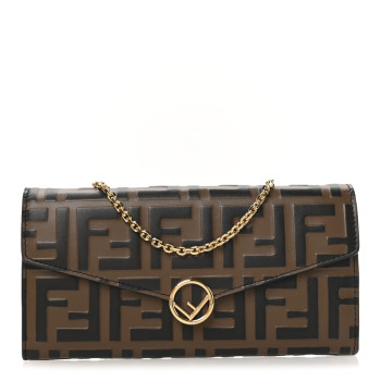 FENDI Vitello Soft F is Fendi Bi-Color FF 1974 Embossed Continental Envelope Wallet On Chain Maya Black
