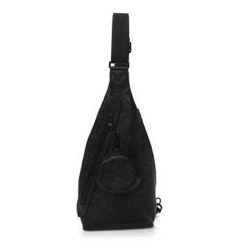LOUIS VUITTON Calfskin Shadow Monogram Duo Slingbag Black