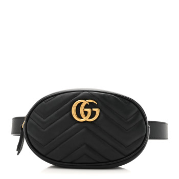 GUCCI Calfskin Matelasse GG Marmont Belt Bag 95 38 Black