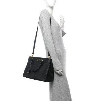PRADA Saffiano Lux Large Galleria Double Zip Tote Black