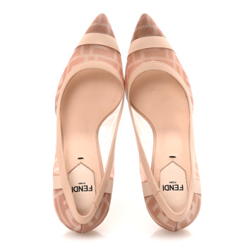 FENDI Technical Mesh Vitello Gommato FF Colibri 85mm Pumps 36 Rose Nudo