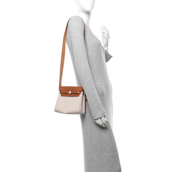 HERMES Military Toile Vache Hunter Herbag Zip Retourne 20 Ecru Beige Fauve