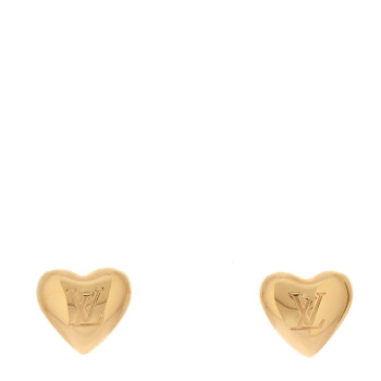 LOUIS VUITTON Metal LV Heart Earrings Gold