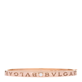 BULGARI 18K Rose Gold Diamond B.Zero1 Essential Bangle Bracelet L