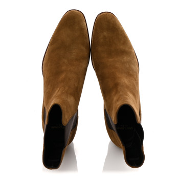 SAINT LAURENT Suede Calfskin Mens Wyatt Chelsea Boots 42.5 Land