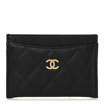 CHANEL Caviar Quilted Card Holder Black