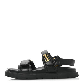 CHRISTIAN DIOR Lambskin Dioract 10mm Sandals 39 Black
