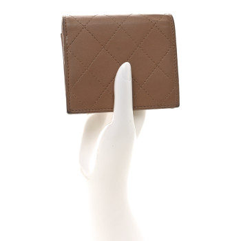 CHANEL Calfskin Quilted Compact Bifold Wallet Pink