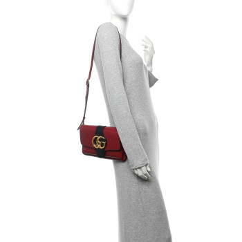 GUCCI Vitello Palmellato Lux Bi-Color Small Arli Flap Shoulder Bag New Cherry Red Black