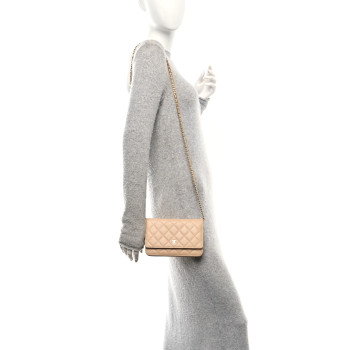 CHANEL Caviar Quilted Wallet on Chain WOC Beige