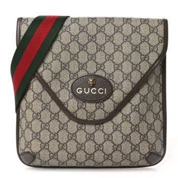 GUCCI GG Supreme Monogram Web Medium Neo Vintage Flap Messenger Bag Beige New Acero