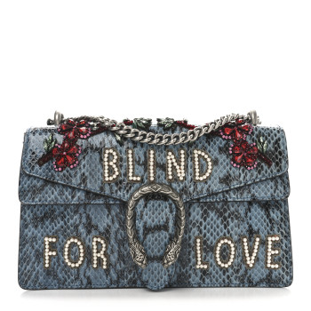GUCCI Snakeskin Blind For Love Embroidered Small Dionysus Shoulder Bag Ultramarine Multicolor