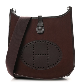 HERMES Toile Chevron Evergrain Evelyne PM Havane