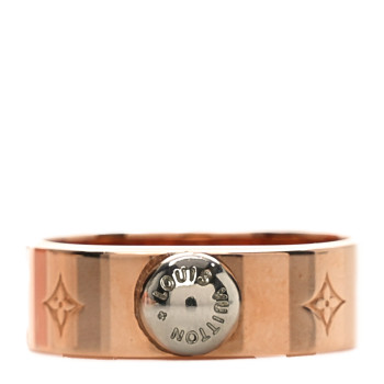 LOUIS VUITTON Brass Monogram Engraved Nanogram Ring M Pink Gold