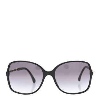 CHANEL Acetate Metal Lambskin Square Chain Sunglasses 5210-Q-A Black