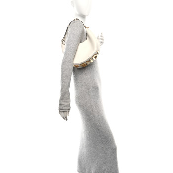 FENDI Vitello Grace Matte Small Fendigraphy Hobo Bag White Ice