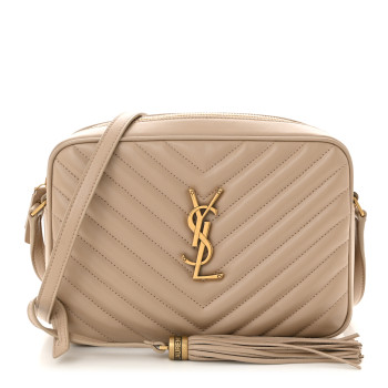 SAINT LAURENT Calfskin Matelasse Monogram Lou Camera Bag Dark Beige