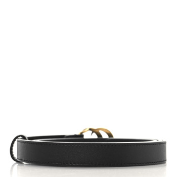 GUCCI Calfskin Pearl Double G 20mm Belt 100 40 Black Cream