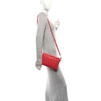 MIU MIU Nappa Matelasse Crossbody Clutch Red