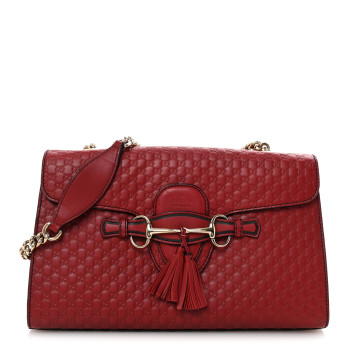 GUCCI Microguccissima Medium Emily Chain Shoulder Bag Red